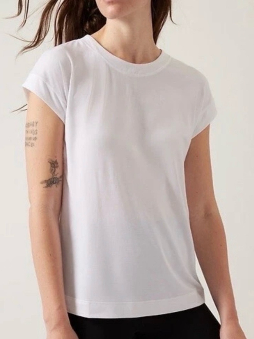 Athleta Studio Practice Muscle Tee Shirt White